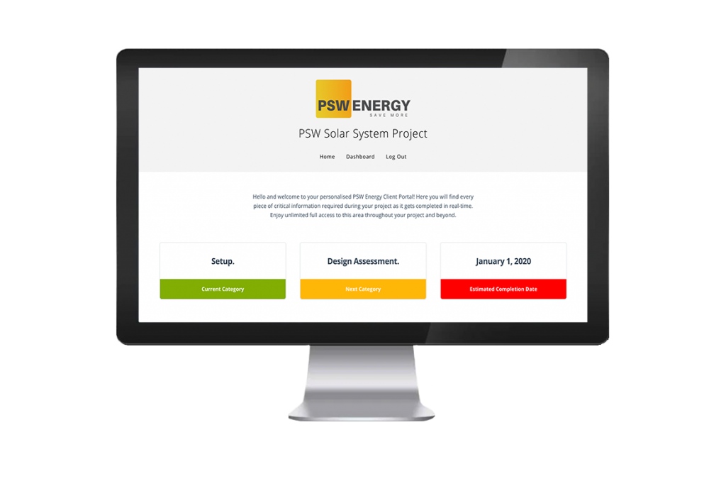 PSW Energy Client Portal Screen