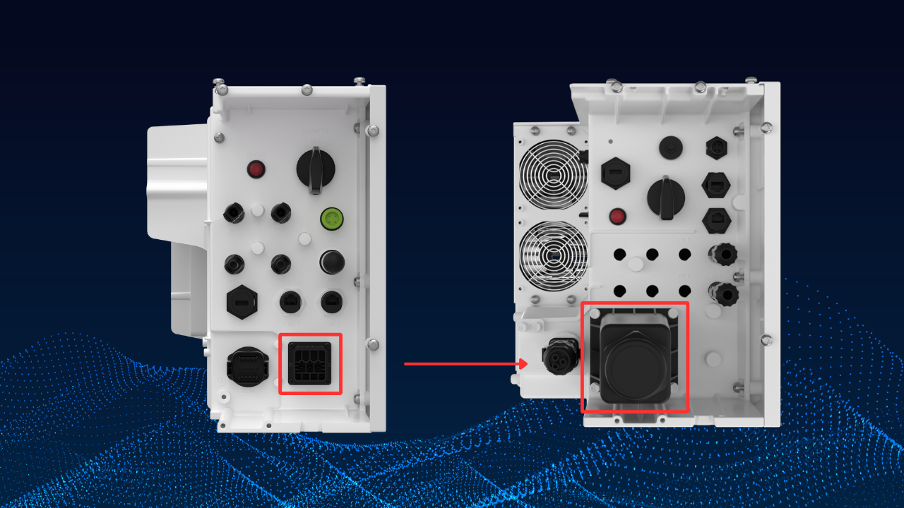 Two Sigenergy controllers side by side identifying the AC plug change visual difference as a reference to the Sigenergy voluntary product recall